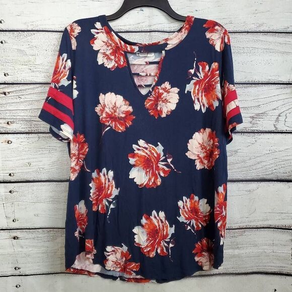 Maurices 24/7 XL Navy Floal Tunic - Picture 1 of 10